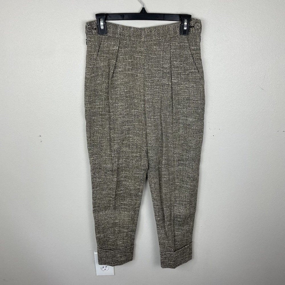 Rachel Comey Westside Pleated Linen Cuff Pants Size 2 Tweed Pockets Side Zip - Picture 1 of 11
